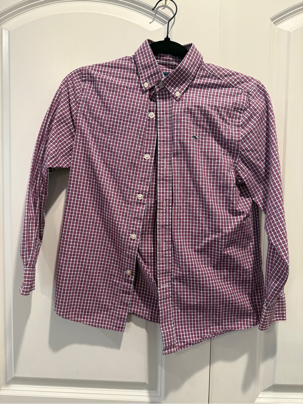 Vineyard Vines Boys Red and Blue Check Button-Down Shirt Size S